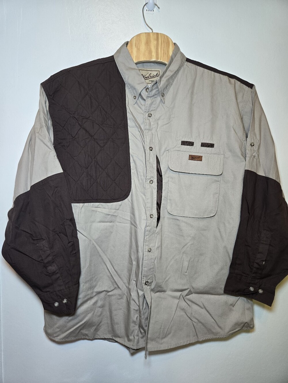 VTG Woolrich Shirt Mens XXL Beige Brown Field Shooting Hunting Workwear Gorpcore